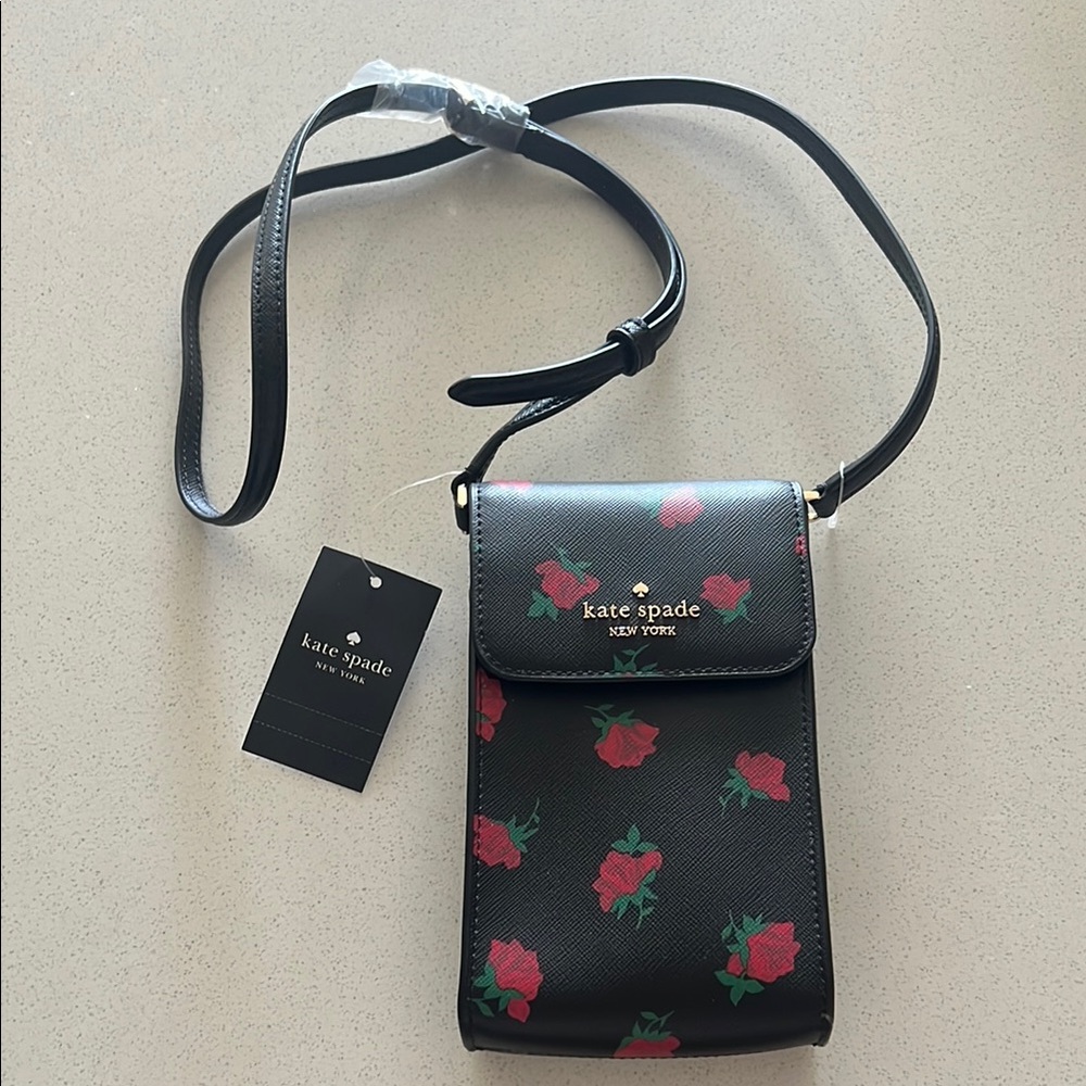 Kate Spade Black Floral Crossbody Bag